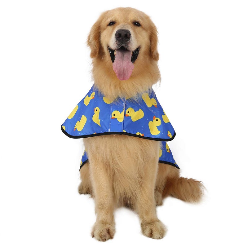 HDE Dog Raincoat Jacket Reflective Adjustable Hooded Pet Poncho Rain Coat with Leash Hole for Small to X-Large Dogs Rubber Ducks - L - Image 2